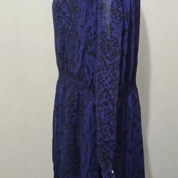 Next blue animal print dress size 22 semi sheer long sleeves - Picture 3 of 7